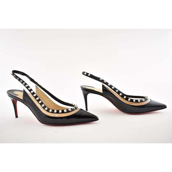 Christian Louboutin Brigadine 70 Black Patent PVC Slingback Spike Heel Pump 36 - Picture 4 of 11